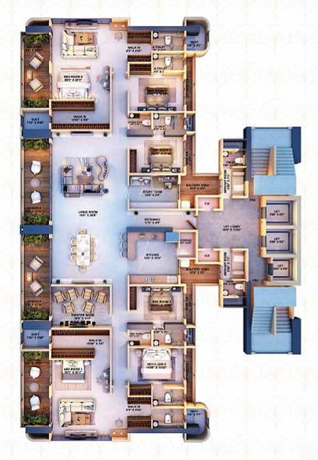 Floor plan of a 6 BHK Jodi Residence at Sai Palm View