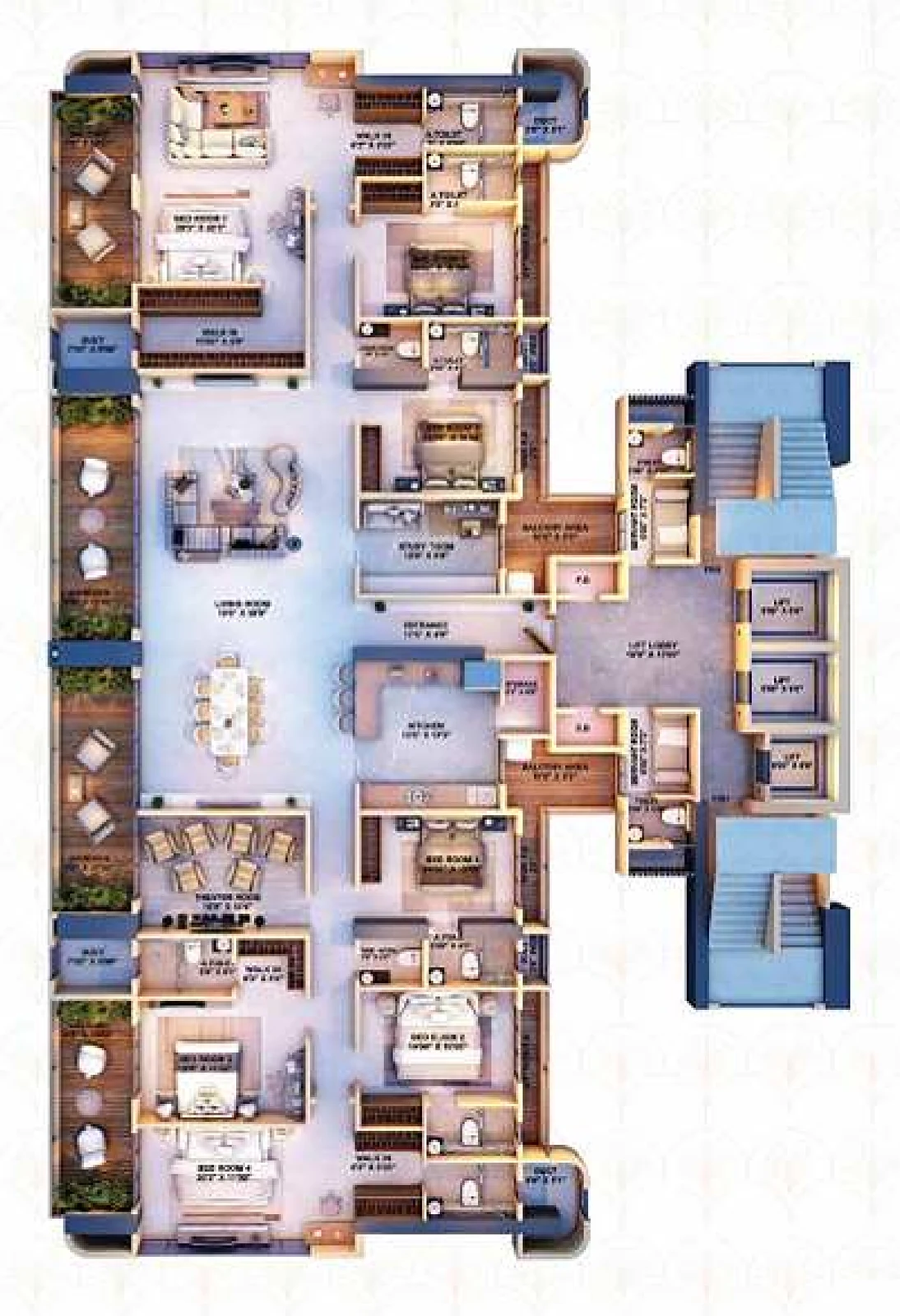 Floor plan of a 7 BHK Jodi Residence at Sai Palm View